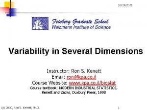 10192021 Variability in Several Dimensions Instructor Ron S