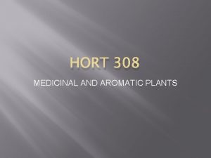 HORT 308 MEDICINAL AND AROMATIC PLANTS AVOCADO B