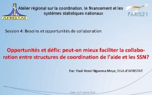 Atelier rgional sur la coordination le financement et