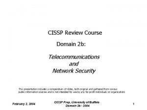 CISSP Review Course Domain 2 b Telecommunications and