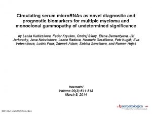 Circulating serum micro RNAs as novel diagnostic and
