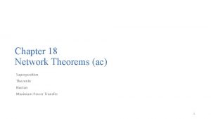 Chapter 18 Network Theorems ac Superposition Thevenin Norton