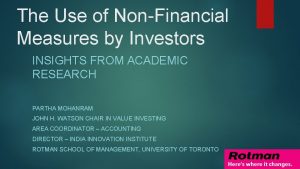 The Use of NonFinancial Measures by Investors INSIGHTS