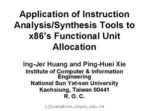 Application of Instruction AnalysisSynthesis Tools to x 86s