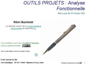 OUTILS PROJETS Analyse Fonctionnelle Mise jour du 19