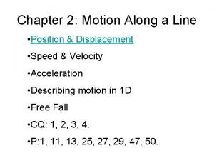 Chapter 2 Motion Along a Line Position Displacement