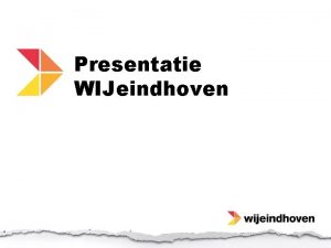 Presentatie WIJeindhoven Voor wie is WIJeindhoven is voor