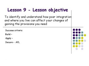 Lesson 9 Lesson objective To identify and understand
