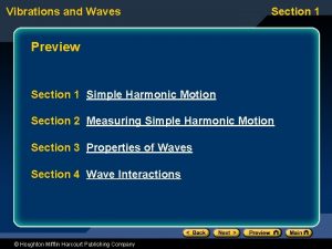 Vibrations and Waves Section 1 Preview Section 1