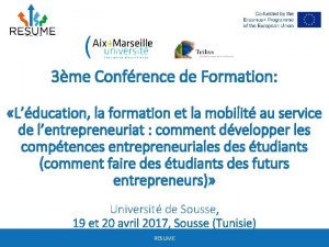 3me Confrence de Formation Lducation la formation et