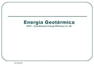 Energa Geotrmica SEEC Scandinavian Energy Efficiency Co AB