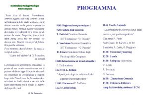 PROGRAMMA Societ Italiana Psicologia Oncologica Sezione Campania Esatto