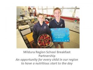Mildura Region School Breakfast Partnership An opportunity for