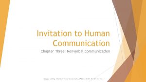 Invitation to Human Communication Chapter Three Nonverbal Communication