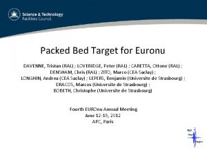 Packed Bed Target for Euronu DAVENNE Tristan RAL