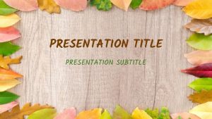 PRESENTATION TITLE PRESENTATION SUBTITLE PRESENTATION TITLE 2 SECTION