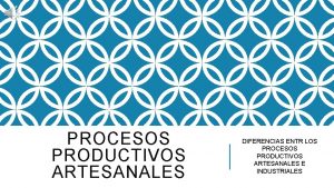 PROCESOS PRODUCTIVOS ARTESANALES DIFERENCIAS ENTR LOS PROCESOS PRODUCTIVOS