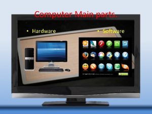 Computer Main parts Hardware Software Hardware Computer hardware