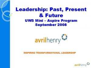 Leadership Past Present Future UWS Mini Aspire Program