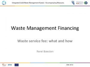 Waste Management Financing Waste service fee what and