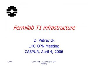 Fermilab T 1 infrastructure D Petravick LHC OPN