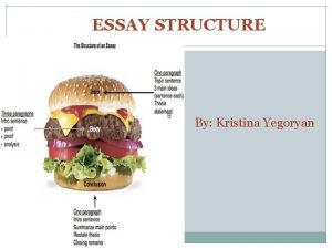 ESSAY STRUCTURE By Kristina Yegoryan WHAT IS AN