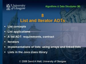 Algorithms Data Structures M 8 List and Iterator