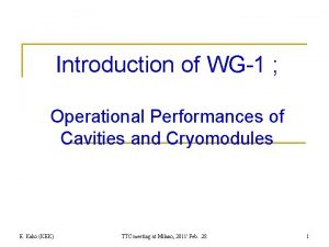 Introduction of WG1 Operational Performances of Cavities and