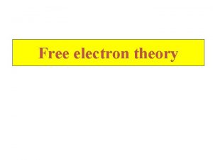 Free electron theory Introduction 1 The electron theory