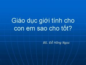 Gio dc gii tnh cho con em sao