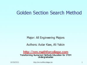 Golden Section Search Method Major All Engineering Majors