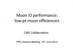 Muon ID performance lowpt muon efficiencies CMS Collaboration