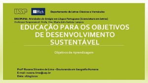 Departamento de Letras Clssicas e Vernculas DISCIPLINA Atividades