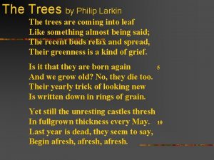The Trees by Philip Larkin The trees are