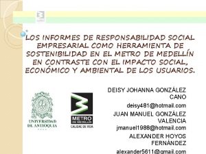 LOS INFORMES DE RESPONSABILIDAD SOCIAL EMPRESARIAL COMO HERRAMIENTA