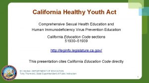 California Healthy Youth Act Comprehensive Sexual Health Education