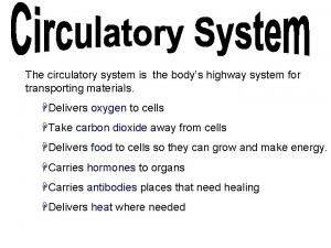 The circulatory system is the bodys highway system