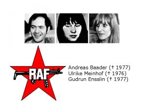 Andreas Baader 1977 Ulrike Meinhof 1976 Gudrun Ensslin
