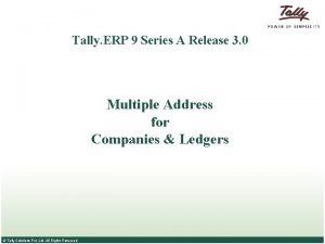 Tally ERP 9 Series A Release 3 0