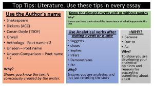 Top Tips Literature Use these tips in every