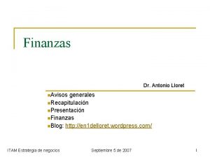 Finanzas Dr Antonio Lloret n Avisos generales n
