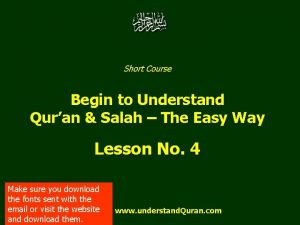 Short Course Begin to Understand Quran Salah The