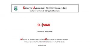 Sakarya Uygulamal Bilimler niversitesi Sakarya University Of Applied