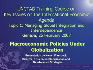 UNCTAD Training Course on Key Issues on the