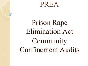 PREA Prison Rape Elimination Act Community Confinement Audits