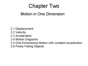 Chapter Two Motion in One Dimension 2 1