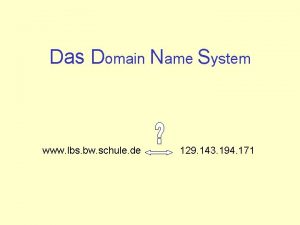 Das Domain Name System www lbs bw schule