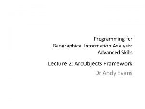 Programming for Geographical Information Analysis Advanced Skills Lecture