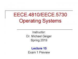 EECE 4810EECE 5730 Operating Systems Instructor Dr Michael