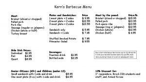 Kerns Barbecue Menu Meat Brisket sliced or chopped